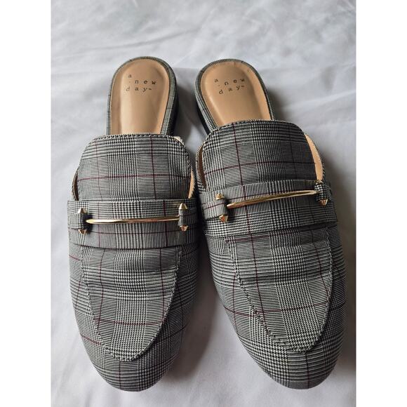 Women's Remmy Plaid Buckle Backless Slip on Office Loafers Light Academia Vibe 8 - Picture 1 of 5